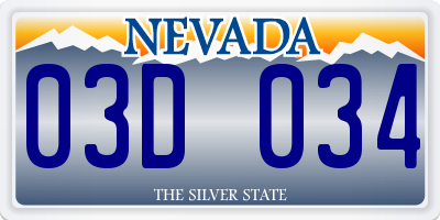 NV license plate 03D034