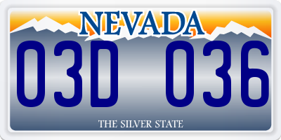 NV license plate 03D036