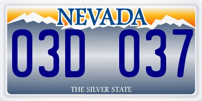 NV license plate 03D037