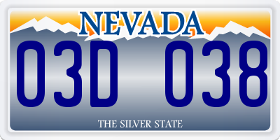 NV license plate 03D038
