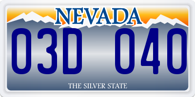 NV license plate 03D040