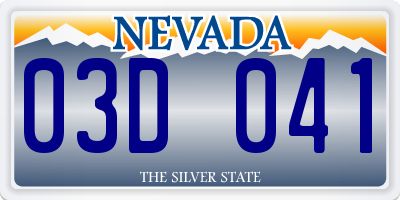 NV license plate 03D041