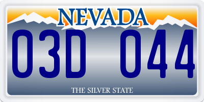 NV license plate 03D044