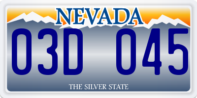 NV license plate 03D045