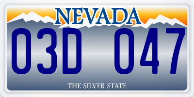 NV license plate 03D047