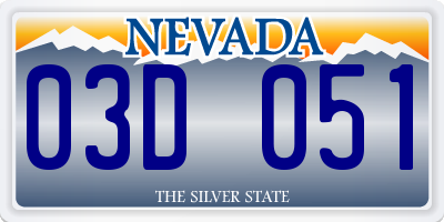 NV license plate 03D051