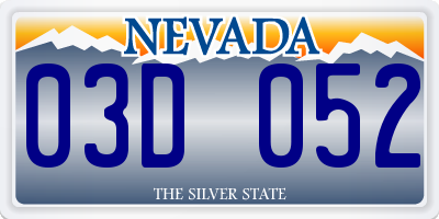 NV license plate 03D052