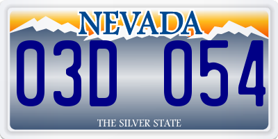 NV license plate 03D054