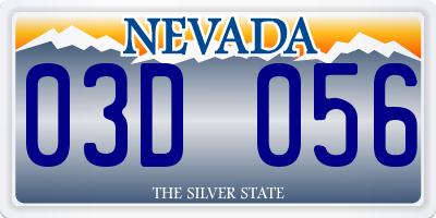 NV license plate 03D056