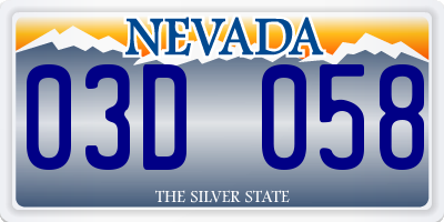 NV license plate 03D058