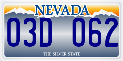 NV license plate 03D062
