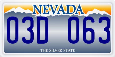 NV license plate 03D063
