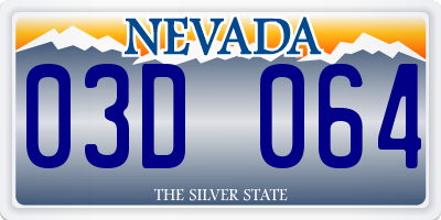 NV license plate 03D064