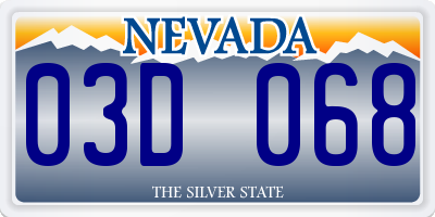 NV license plate 03D068