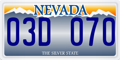 NV license plate 03D070