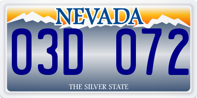 NV license plate 03D072