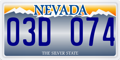 NV license plate 03D074