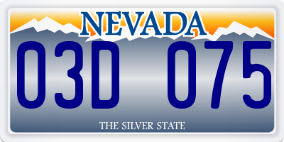 NV license plate 03D075