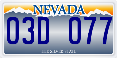 NV license plate 03D077