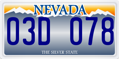 NV license plate 03D078