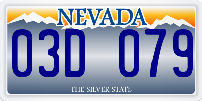 NV license plate 03D079