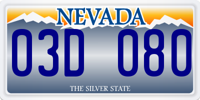 NV license plate 03D080