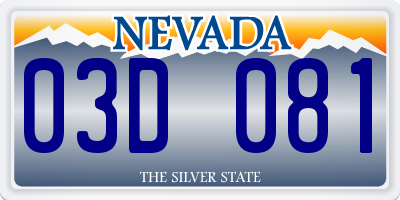 NV license plate 03D081