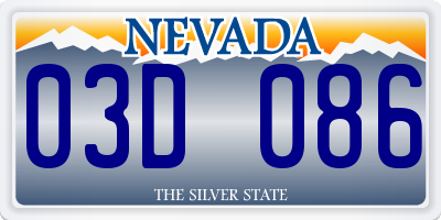 NV license plate 03D086