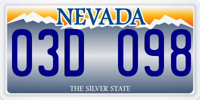 NV license plate 03D098