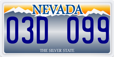 NV license plate 03D099