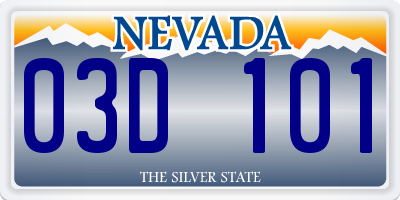 NV license plate 03D101