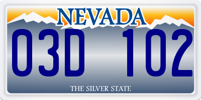 NV license plate 03D102