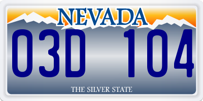 NV license plate 03D104
