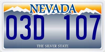 NV license plate 03D107