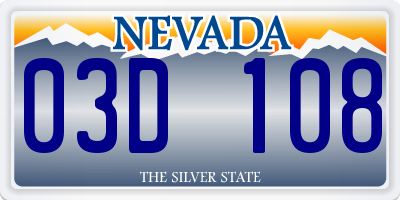 NV license plate 03D108