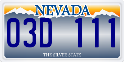 NV license plate 03D111