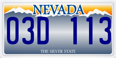 NV license plate 03D113