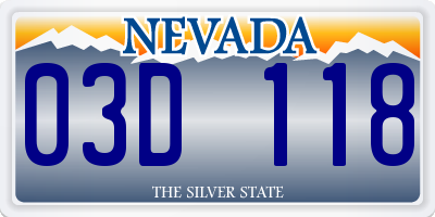 NV license plate 03D118