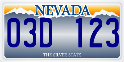 NV license plate 03D123