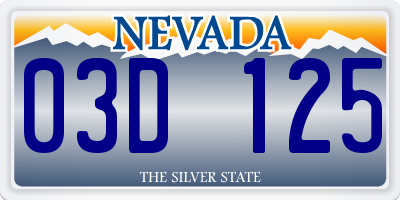 NV license plate 03D125