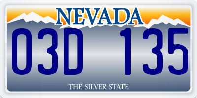 NV license plate 03D135