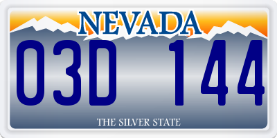 NV license plate 03D144