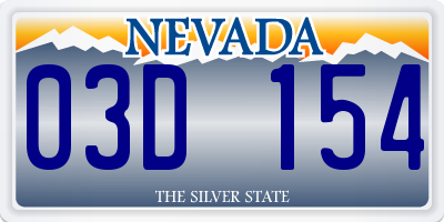 NV license plate 03D154