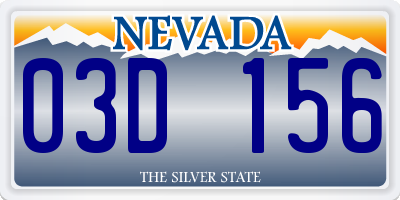 NV license plate 03D156