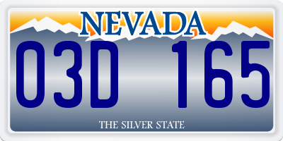 NV license plate 03D165