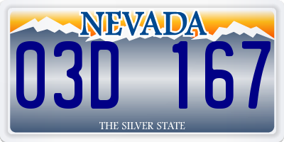 NV license plate 03D167