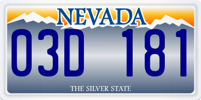 NV license plate 03D181