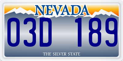 NV license plate 03D189