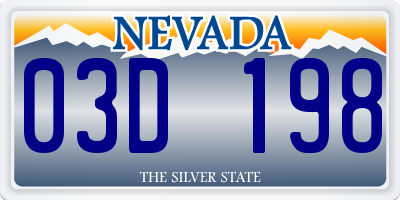 NV license plate 03D198