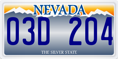NV license plate 03D204